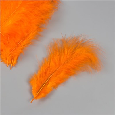 Перо декоративное гусиное пуховое "Оранжевое" набор 40 шт h=10-15 см