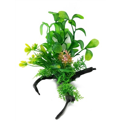 Искусственное аквариумное растение с корягой, 10х18 см