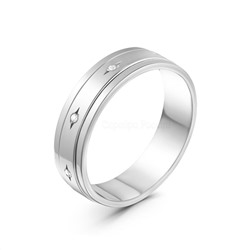 Кольцо с крутящимся элементом из серебра с фианитами родированное
