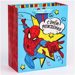 Пакет ламинат вертикальный "С Днем Рождения!", Человек-паук, 23х27х11,5 см