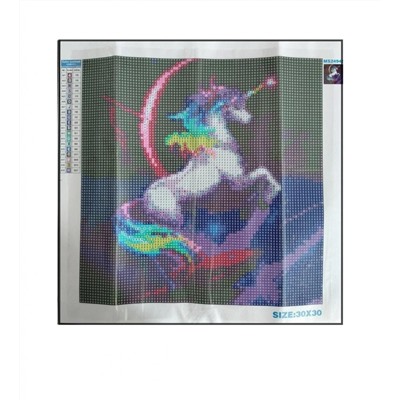 Алмазная мозаика картина стразами Единорог, 30х30 см
