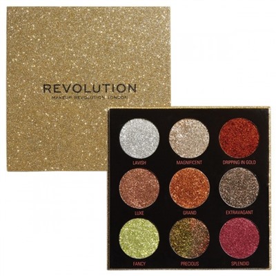 Палетка глиттеров Revolution Makeup Pressed Glitter Palette, Midas Touch 9 цветов