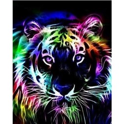 Алмазная мозаика картина стразами Разноцветный тигр, 40х50 см
