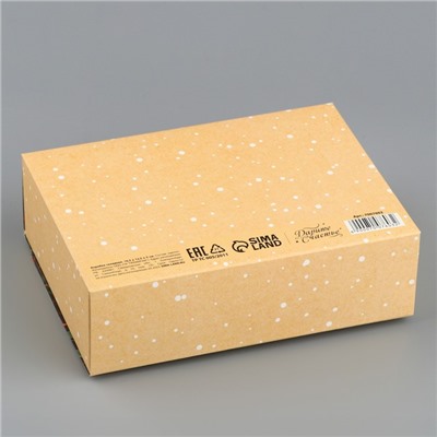 Коробка складная двухсторонняя «Новогодняя ботаника», 16.5 × 12.5 × 5 см, БЕЗ ЛЕНТЫ