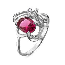 Серебряное кольцо с фианитом цвета рубин 781