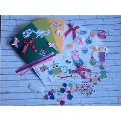 036-5516 Набор для изготовления 3 открыток "День рождения с совами" для девочек